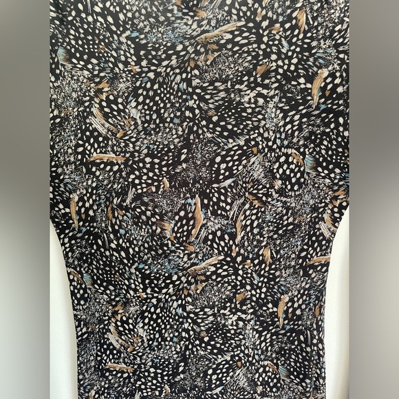 Diane Von Furstenberg Silk Feather Print Midi Body-con Dress in Black Size 4 - Picture 9 of 10